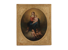 ANTIQUE GERMAN KPM MADONNA PLAQUE AFTER MURILLO