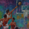 MID CENTURY BASKETBALL PAINTING BY JOHN MANOL PIC-2