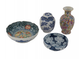 COLLECTION OF CHINESE PORCELAIN VASES BOWLS JAR