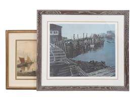 ANTIQUE AND VINTAGE MARINE LITHO PRINTS SIGNED