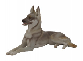 NYMPHENBURG PORCELAIN FIGURINE DOG BY THEO KARNER