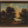 FRAMED FOREST AND RIVER LANDSCAPE OIL PAINTING PIC-0