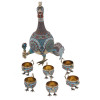 RUSSIAN GILT SILVER ENAMEL PEACOCK VODKA SET PIC-0