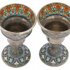 PAIR OF RUSSIAN SILVER ENAMEL SHOT CUP GOBLETS PIC-1