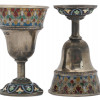 PAIR OF RUSSIAN SILVER ENAMEL SHOT CUP GOBLETS PIC-2