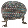 EXTRA LARGE RUSSIAN SILVER ENAMEL EGG WITH STAND PIC-0