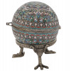 EXTRA LARGE RUSSIAN SILVER ENAMEL EGG WITH STAND PIC-2