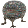 EXTRA LARGE RUSSIAN SILVER ENAMEL EGG WITH STAND PIC-1