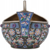 EXTRA LARGE RUSSIAN SILVER CLOISONNE ENAMEL KOVSH PIC-5