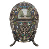 EXTRA LARGE RUSSIAN SILVER ENAMEL EGG WITH STAND PIC-4