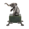 RUSSIAN SILVER ELEPHANT FIGURE NEPHRITE JADE BASE PIC-3