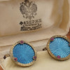 RUSSIAN 88 GILT SILVER ENAMEL CUFFLINKS IN CASE PIC-1