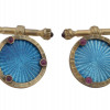 RUSSIAN 88 GILT SILVER ENAMEL CUFFLINKS IN CASE PIC-0