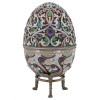 LARGE RUSSIAN SILVER ENAMEL EGG CASKET WITH STAND PIC-0