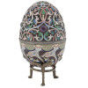 LARGE RUSSIAN SILVER ENAMEL EGG CASKET WITH STAND PIC-2