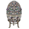 LARGE RUSSIAN SILVER ENAMEL EGG CASKET WITH STAND PIC-3