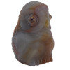 RUSSIAN CARVED AGATE OWL FIGURINE WITH RUBY EYES PIC-0