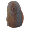 RUSSIAN CARVED AGATE OWL FIGURINE WITH RUBY EYES PIC-1