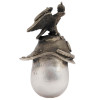 RUSSIAN SILVER EGG PENDANT WITH GUARDIAN HELMET PIC-2