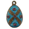 RUSSIAN GUILLOCHE ENAMEL AND RUBIES EGG PENDANT PIC-0