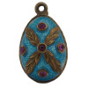 RUSSIAN GUILLOCHE ENAMEL AND RUBIES EGG PENDANT PIC-2