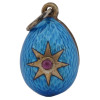 RUSSIAN SILVER GILT GUILLOCHE ENAMEL EGG PENDANT PIC-0