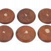 SET OF SIX HAND CARVED WOODEN COASTERS WITH STAND PIC-2