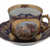 NEOCLASSICAL GILT PORCELAIN TEA MUSTACHE CUP WITH SAUCER PIC-0