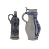 ANTIQUE FRENCH BLUE AND WHITE CERAMIC CIDER JUGS PIC-2