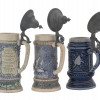 THREE MID CENT GERMAN BLUE AND WHITE BEER STEINS PIC-5
