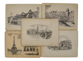 MID CENT COASTERS WITH EUROPEAN CITYSCAPE PRINTS