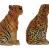 VINTAGE ITALIAN CERAMIC TIGER LEOPARD FIGURINES PIC-2