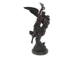 FRENCH FABRICATION FRANCAISE ANGEL SPELTER STATUE