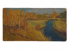 RUSSIAN OIL PAINTING, STUDY OF ISAAC LEVITAN