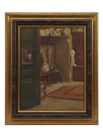 ANTIQUE INTERIOR OIL PAINTING SIGNED M WILMAERS