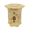 JAPANESE HAND PAINTED YELLOW PINK PORCELAIN STOOL PIC-2