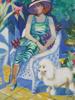 RUSSIAN OIL PAINTING WOMAN AND A POODLE BY UMANSKI PIC-1