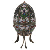 RUSSIAN SILVER ENAMEL EASTER EGG BOX W. GEMSTONES PIC-1