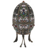 RUSSIAN SILVER ENAMEL EASTER EGG BOX W. GEMSTONES PIC-2