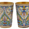 RUSSIAN SILVER GILT CLOISONNE ENAMEL SHOT CUPS PIC-2