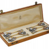 RUSSIAN SILVER GILT AND ENAMEL SPOON SET IN A BOX PIC-0