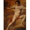 ANTIQUE OIL ON CANVAS PAINTING ACHILLES WITH BOW PIC-1