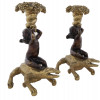 PAIR OF CROCODILE AND CUPID CANDLESTICKS C. 1810 PIC-0