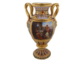 ANTIQUE ROYAL VIENNA PORCELAIN URN VASE, 19TH C.