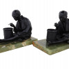 PAIR OF ANTIQUE JAPANESE BOOKENDS WITH ONYX BASES PIC-0