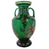 ANTIQUE VICTORIAN HAND PAINTED GREEN GLASS VASE PIC-3