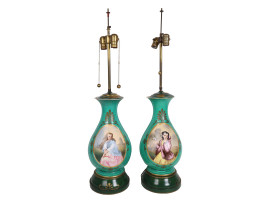 ANTIQUE PORCELAIN VIENNA STYLE TABLE LAMPS, 1900