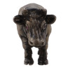 RUSSIAN SILVER COW FIGURINE WITH RUBY STONE EYES PIC-2