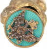 RUSSIAN GILT SILVER JADE DIAMOND CANE HANDLE PIC-4