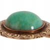 14K GOLD AND JADE STONE PIN BROOCH WITH ENGRAVING PIC-2